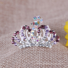 Crianças colorido coroa Rhinestone Tiara pente para o partido